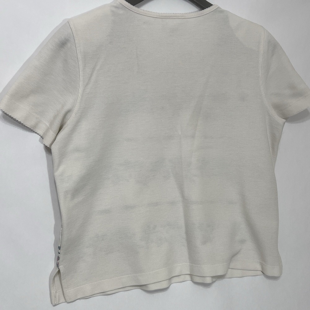 Alfred Dunner Women Petite PL Lace Knit Vine Accents Blouse Top Square Neck - Picture 7 of 7